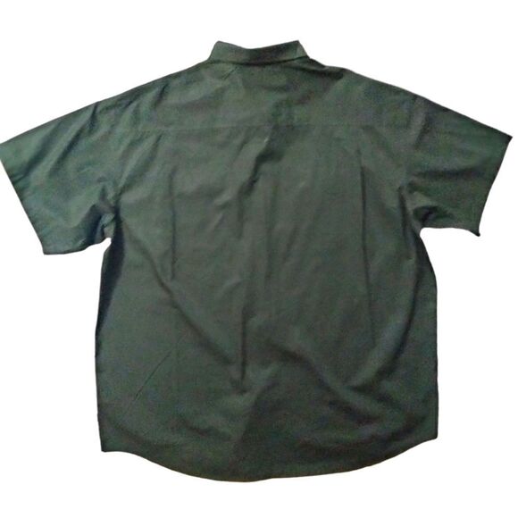 Sean John Short Sleeve Button Down Shirt Dark Green Sz 4XB 2 Breast Pockets - Picture 2 of 9